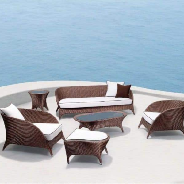 Outdoor sofa set frame iron bunai PVC - Rattan - Wicker cuestion waterproof